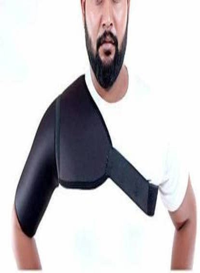 MEDTRIX Universal Shoulder Support Brace With Adjustable Stretch Strap Wrap Belt | Suitable To Rotator Cuff, Dislocated AC Joint, Shoulder Pad, Shoulder Pain For Men & Women Black (RIGHT) - Image 1