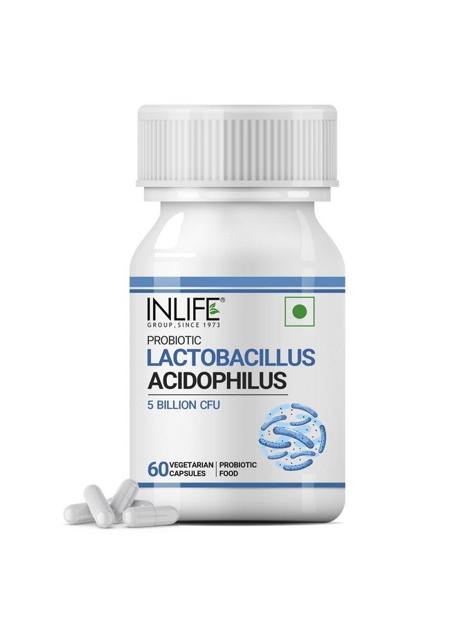 INLIFE بروبيوتيك لاكتوباسيلس أسيودوفيلس 5 مليار CFU | مكمل صحة الأمعاء للرجال والنساء | صحة الجهاز الهضمي، معزز المناعة | يعزز توازن البروبيوتيك - 60 كبسولة نباتية (عبوة من 1، 60) - Image 1