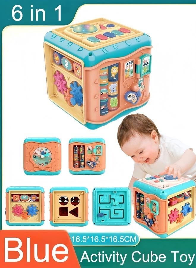 Baby Toy Activity Cube,Detachable Panel,Early Education Cognitive Grasping Sorter,Baby Educational Toys,Baby Activity Center Shape Sorter,Blue - Image 1