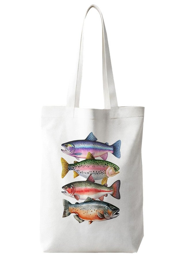 JINYO Fish Canvas Tote Bag Gifts for Fishing Lovers, Fish Themed Gifts, 15x15 Inch - Image 1
