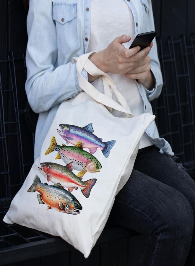 JINYO Fish Canvas Tote Bag Gifts for Fishing Lovers, Fish Themed Gifts, 15x15 Inch - Image 3