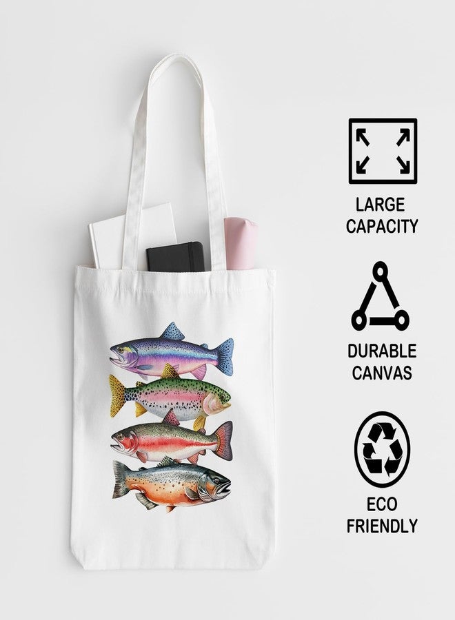 JINYO Fish Canvas Tote Bag Gifts for Fishing Lovers, Fish Themed Gifts, 15x15 Inch - Image 5