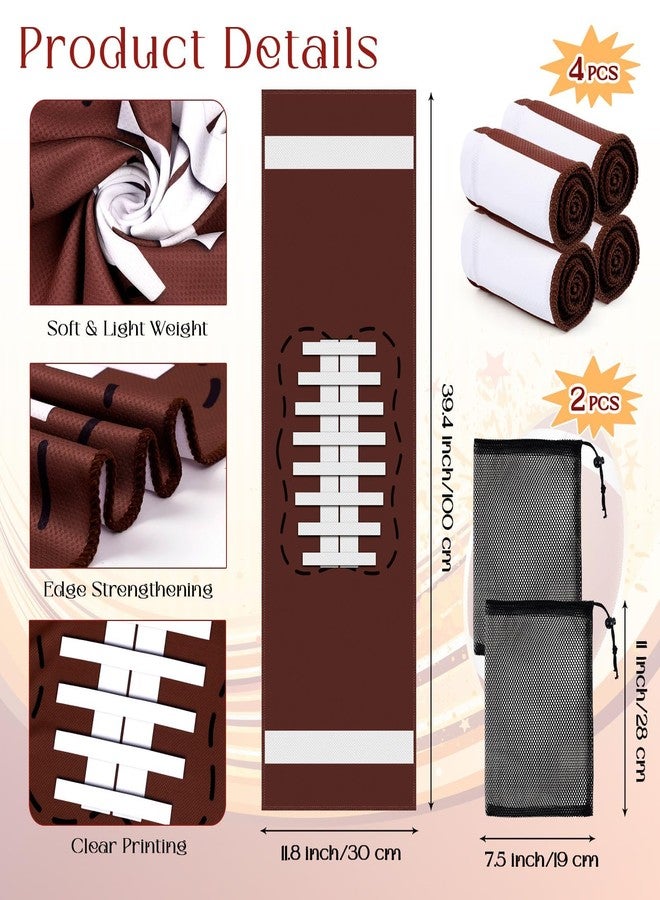 YLOLUL 4 Pcs Football Towels Soccer Chilly Towel for Neck and Face 40"x12" Cooling Ice Towel with Bags for Baseball Basketball Sport Team Gift Party Favors - Image 2