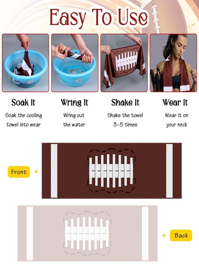 YLOLUL 4 Pcs Football Towels Soccer Chilly Towel for Neck and Face 40"x12" Cooling Ice Towel with Bags for Baseball Basketball Sport Team Gift Party Favors - Image 3