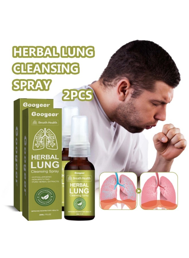 Googeer Natural Essence Lung Support Spray Powerful Respiratory Cleanse for Breath Health Deep Cleaning Mist 30ml 2 Packs - Image 1