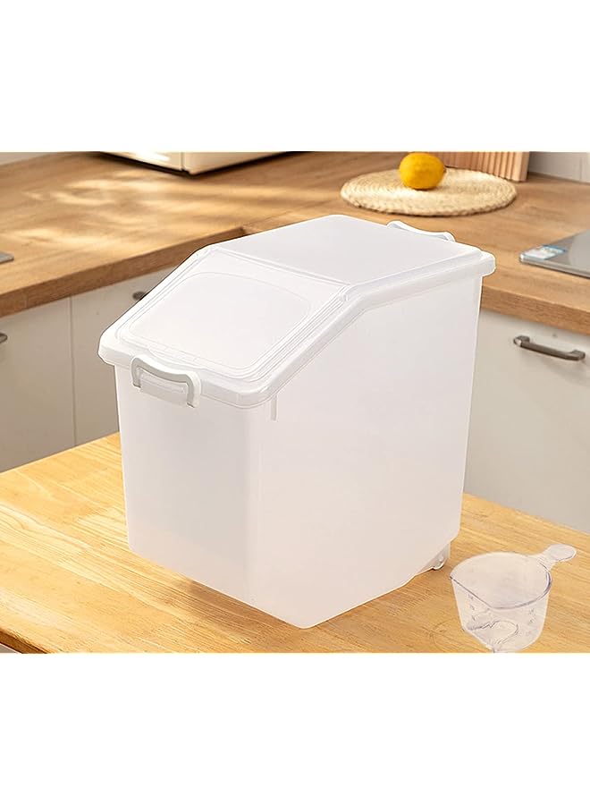 IAF Rice Storage Container 15 Kg Capacity - Food Storage Container with Lid, BPA Free Plastic Large Cereal Sotrage Box, Kitchen Multifunctional Container with Measuring Cup - Image 1