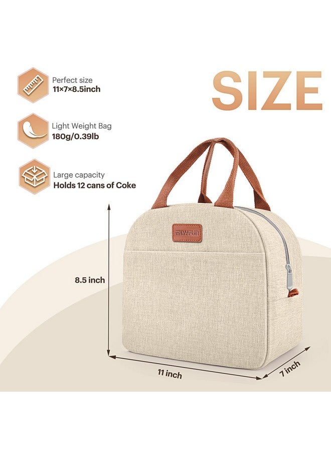 Easyfun Lunch Bag for Women & Men Adult Insulated Lunch Box, Small Leakproof Cooler Food Lunch Containers Reusable High Capacity Lunch Tote Bags for Work, Travel, Outdoor (Beige) - Image 2