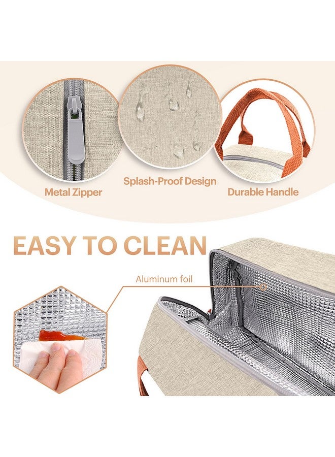Easyfun Lunch Bag for Women & Men Adult Insulated Lunch Box, Small Leakproof Cooler Food Lunch Containers Reusable High Capacity Lunch Tote Bags for Work, Travel, Outdoor (Beige) - Image 4