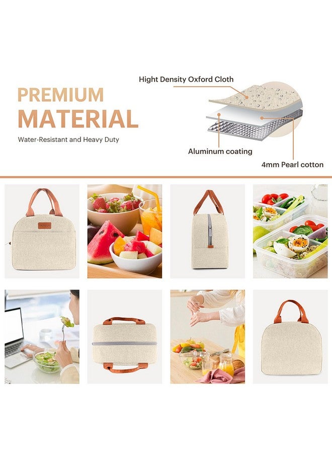 Easyfun Lunch Bag for Women & Men Adult Insulated Lunch Box, Small Leakproof Cooler Food Lunch Containers Reusable High Capacity Lunch Tote Bags for Work, Travel, Outdoor (Beige) - Image 5