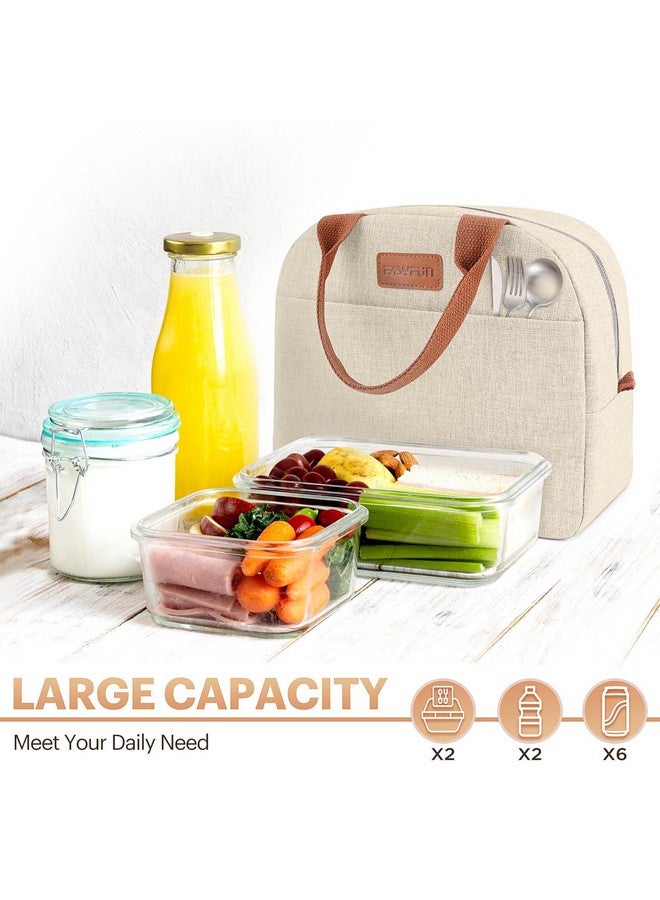 Easyfun Lunch Bag for Women & Men Adult Insulated Lunch Box, Small Leakproof Cooler Food Lunch Containers Reusable High Capacity Lunch Tote Bags for Work, Travel, Outdoor (Beige) - Image 3