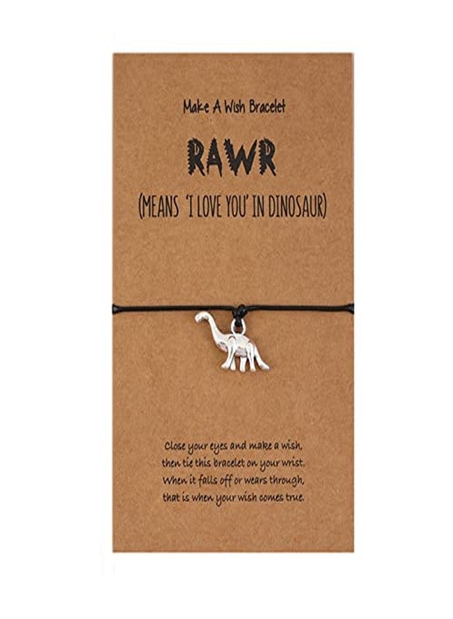 Pingyongchang 3Pcs Friendship Dinosaur Bracelet Set with Message Card Make a Wish Adjustable Bracelet Tyrannosaurus Handmade Bracelet Simple Women Jewelry Gifts - Image 4