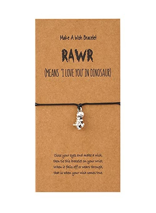 Pingyongchang 3Pcs Friendship Dinosaur Bracelet Set with Message Card Make a Wish Adjustable Bracelet Tyrannosaurus Handmade Bracelet Simple Women Jewelry Gifts - Image 5