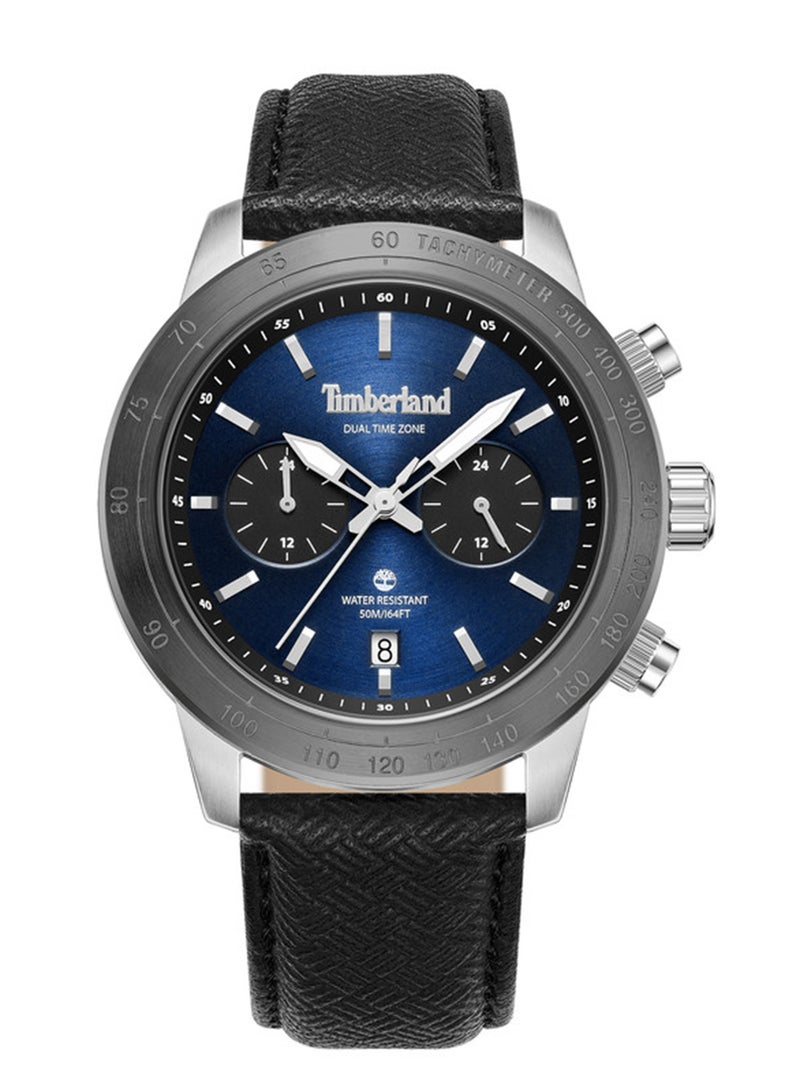 Timberland Men Raynham Blue Dial Leather Strap Multifunction Watch for Men, 44mm - Image 1