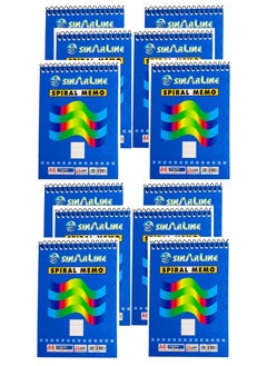 Pack of 12 Pieces Notepad Top Spiral Memo A6 50 Sheets