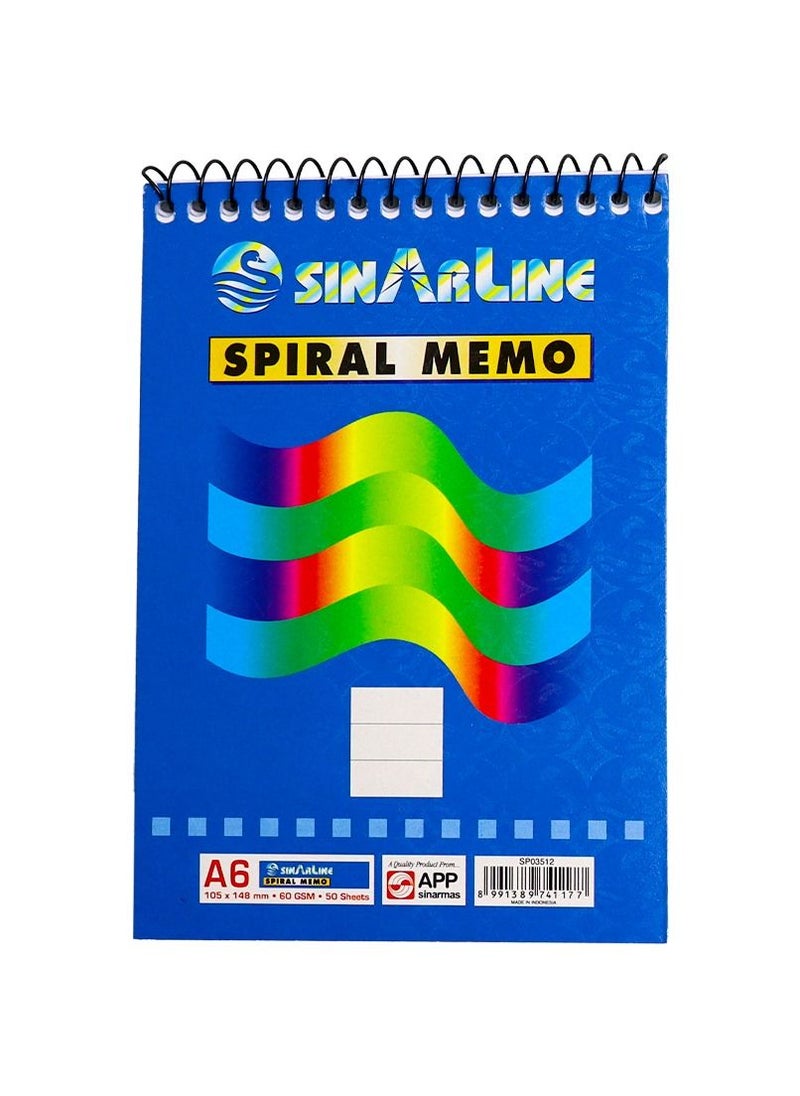 SINARLINE - Pack of 12 Pieces Notepad Top Spiral Memo A6 50 Sheets - Image 1