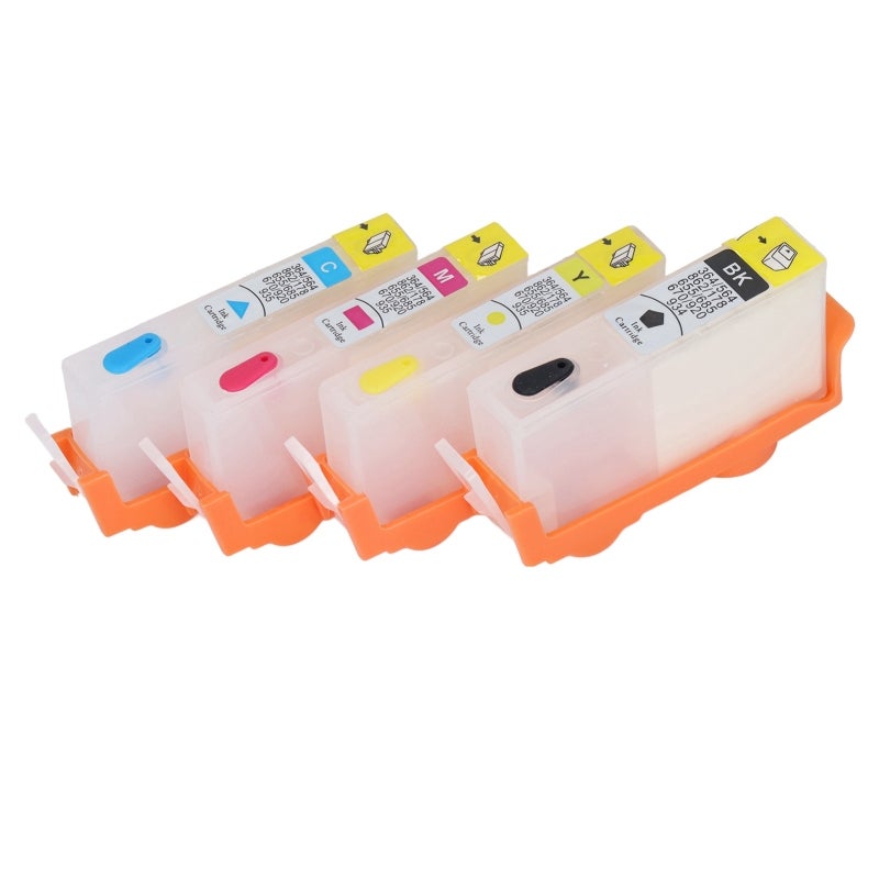 Ink Cartridge 4 Pack Black Blue Magenta Yellow - Refillable Permanent Chip - Anti-Leakage PP Shell for HP Officejet Printer - Image 5