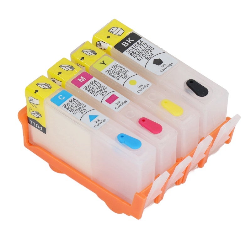 Ink Cartridge 4 Pack Black Blue Magenta Yellow - Refillable Permanent Chip - Anti-Leakage PP Shell for HP Officejet Printer - Image 2