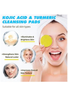 IKZEE 120 Pcs (Two Packs) Kojic Acid & Turmeric Cleansing Pads for Dark Spots Turmeric Kojic Acid Cleansing Pads Helps Balance Skin Oil & Water Fade Spot Remove Excess Keratin Clean Oil Refines Pores  - Image 2