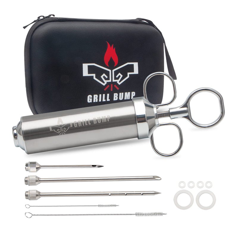 Grill Bump Meat Injector Syringe Kit for Smoker with 3 Flavor Food Injector Syringe Meat Needles, Injection Marinades Brine for Meat, Turkey; 2-oz, Including Paper and E-Book (PDF) User Manual - Image 1