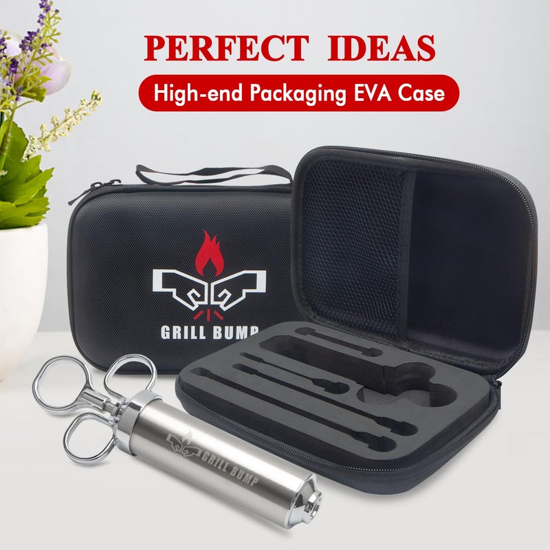Grill Bump Meat Injector Syringe Kit for Smoker with 3 Flavor Food Injector Syringe Meat Needles, Injection Marinades Brine for Meat, Turkey; 2-oz, Including Paper and E-Book (PDF) User Manual - Image 2