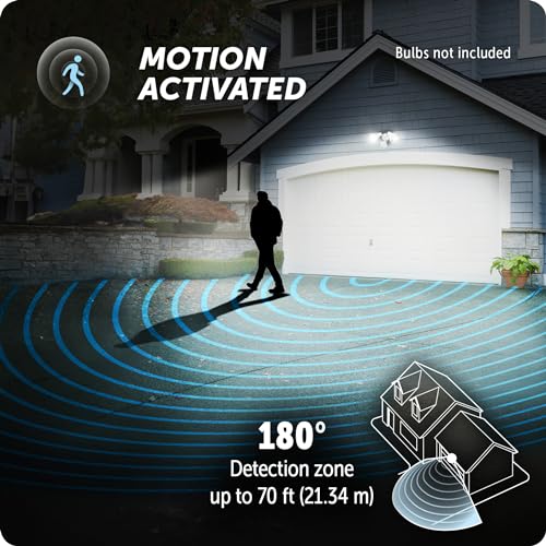 Heath Zenith Globe Electric 17000273 180-Degree 240 W Twin Head White Hardwired Motion Sensor Security Flood Light, Spotlight, Outdoor, Outside House Lights - Image 3