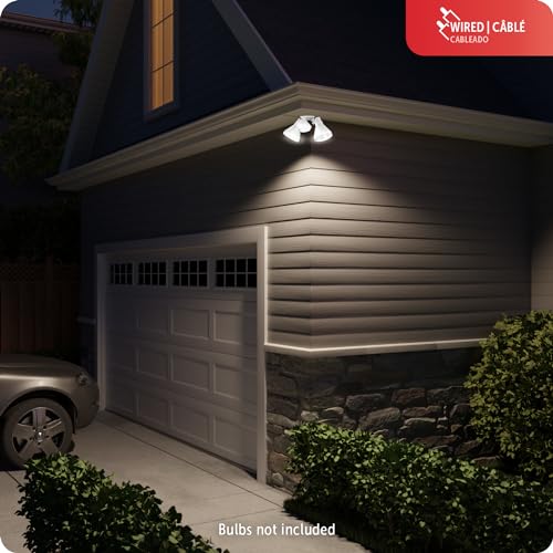 Heath Zenith Globe Electric 17000273 180-Degree 240 W Twin Head White Hardwired Motion Sensor Security Flood Light, Spotlight, Outdoor, Outside House Lights - Image 4