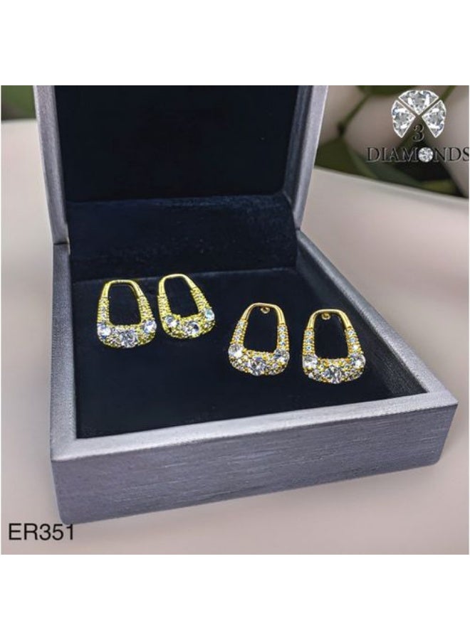 Gold Plated Huggie Hoop Earrings Set with Cubic Zirconia Sparkle