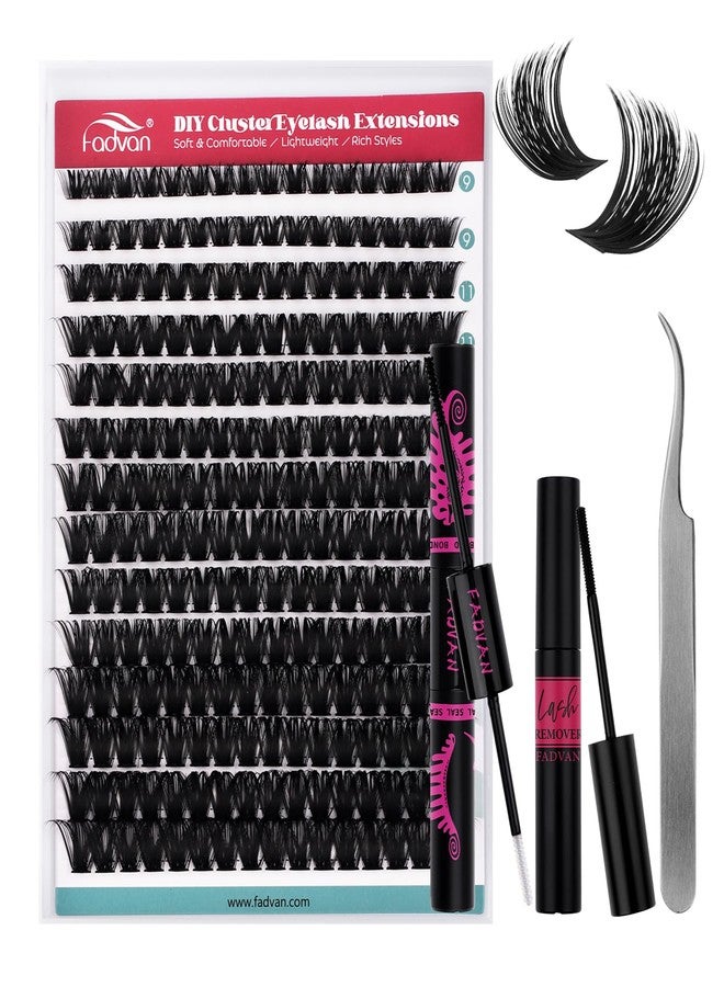 FADVAN Lash Extension Kit Thick Cluster Eyelash Extensions 9-16mm Volume Lash Clusters 100D Individual Eyelashes Kit with Lash Bond And Seal,Remover Tweezers For Beginner (100D, 0.07D, 9-16mm, Kit) - Image 1