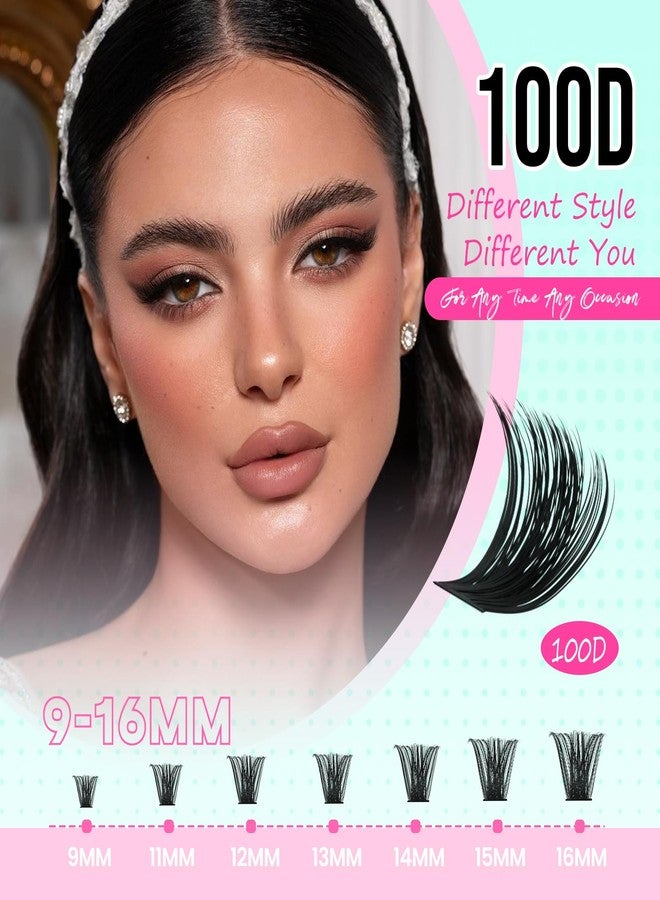 FADVAN Lash Extension Kit Thick Cluster Eyelash Extensions 9-16mm Volume Lash Clusters 100D Individual Eyelashes Kit with Lash Bond And Seal,Remover Tweezers For Beginner (100D, 0.07D, 9-16mm, Kit) - Image 3