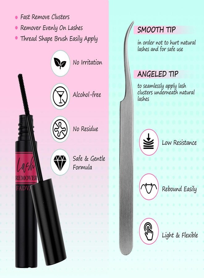 FADVAN Lash Extension Kit Thick Cluster Eyelash Extensions 9-16mm Volume Lash Clusters 100D Individual Eyelashes Kit with Lash Bond And Seal,Remover Tweezers For Beginner (100D, 0.07D, 9-16mm, Kit) - Image 5