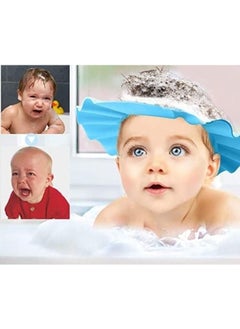 Baby Protective Shower Cap, Baby Shower Shield, Preventing Shampoo During Bathing and Washing Head, Shampoo Bathing Protector for Children's Safety in the Bathroom (Blue)