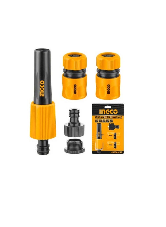 INGCO Garden Hose Twist Nozzle Set with Quick Connectors, 5 Pieces, Model HHCS05122  - Image 1