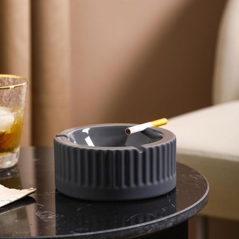 Ceramic Ashtray With Vertical Stripes For Home Office Desktop And Patio D L Color - Image 3