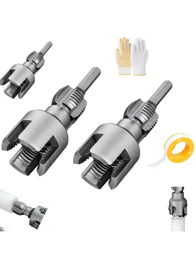 2 Pcs PVC Pipe Threading Kit with Internal External Tool Set for Plumbing DIY - Image 2
