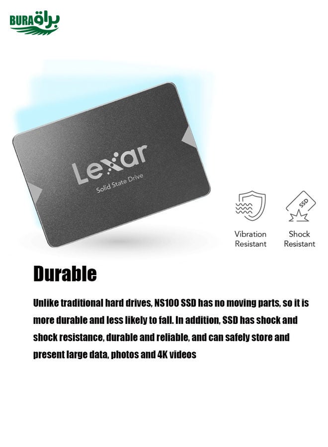 BURAQ Lexar NS100 2.5 inch SATA3 Notebook Desktop SSD Solid State Drive, Capacity: 256GB(Gray)  - Image 5