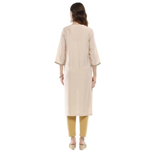 Biba Almond Milk Viscose Blend Straight Kurta - Image 2