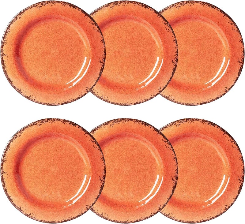 LEHAHA LEHAHA Rustic Farmhouse Melamine Dinner Plates Set of 6 11 inch Lightweight Camper RV Dishes Indoor and Outdoor Use Reusable Sturdy and Dishwasher Safe Orange  - Image 2