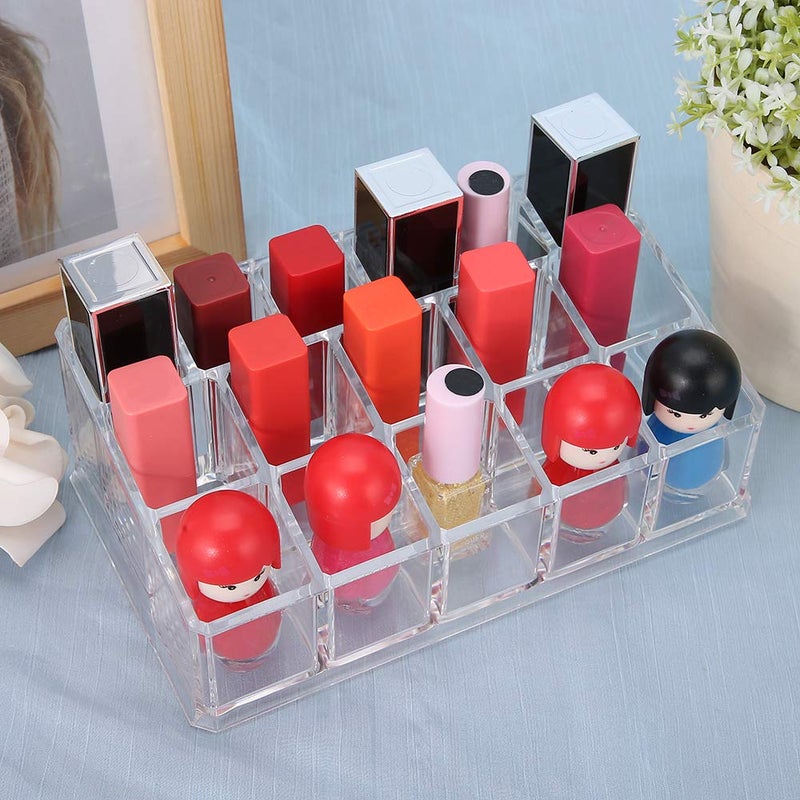 Cosmetic Makeup Organizer Polished Surface Acrylic Lipstick Holder 16 Grid Large Capacity Save Space for Nail Polish for Lipsticks