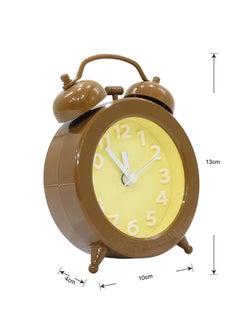 BABAZAM Double Twin Bell Alarm Clocks Retro Wind Up Battery Powered Simple Design for Home Office Students Kids Bedroom Brown  - Image 1