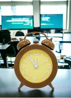 BABAZAM Double Twin Bell Alarm Clocks Retro Wind Up Battery Powered Simple Design for Home Office Students Kids Bedroom Brown  - Image 5