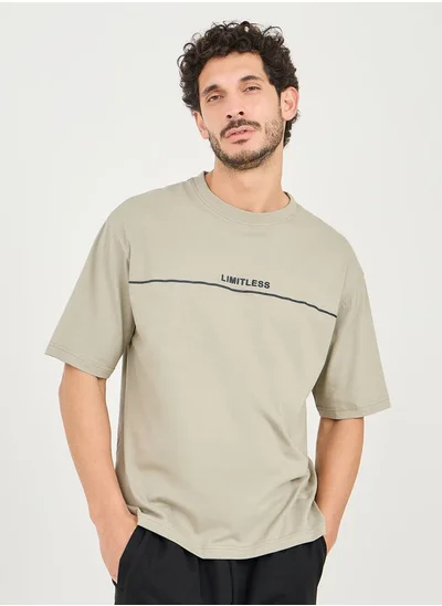 Styli Limitless Minimal Embossed Print Oversize Cotton T-Shirt