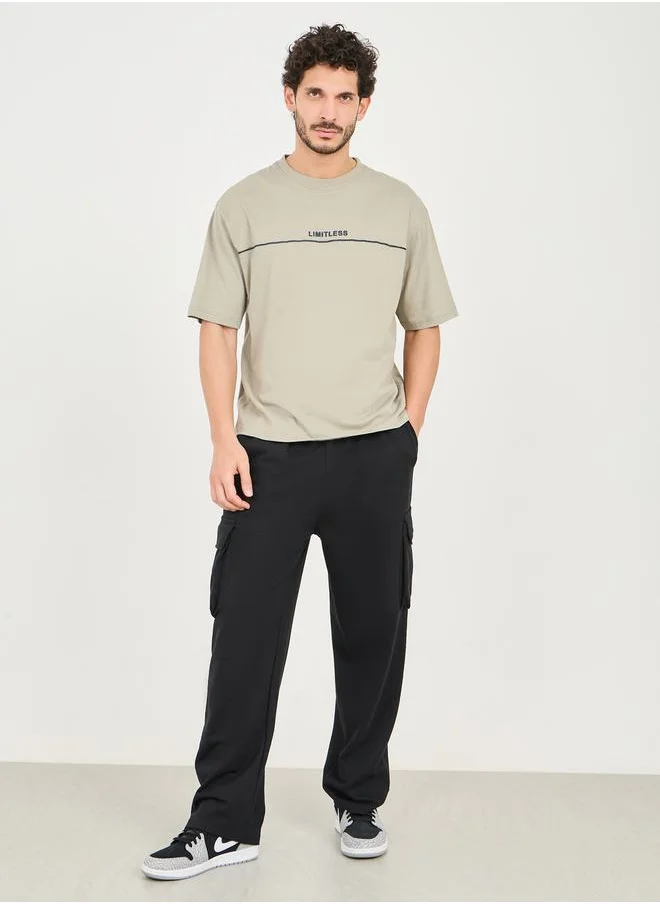 ستايلي Limitless Minimal Embossed Print Oversize Cotton T-Shirt