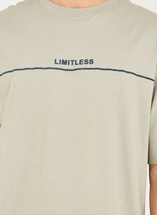 Styli Limitless Minimal Embossed Print Oversize Cotton T-Shirt
