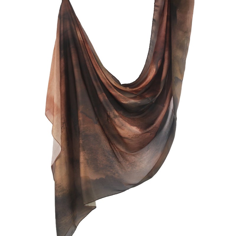 Silk Printed Headscarf - Ethnic Shawl with Premium Marble Print 85*180cm
