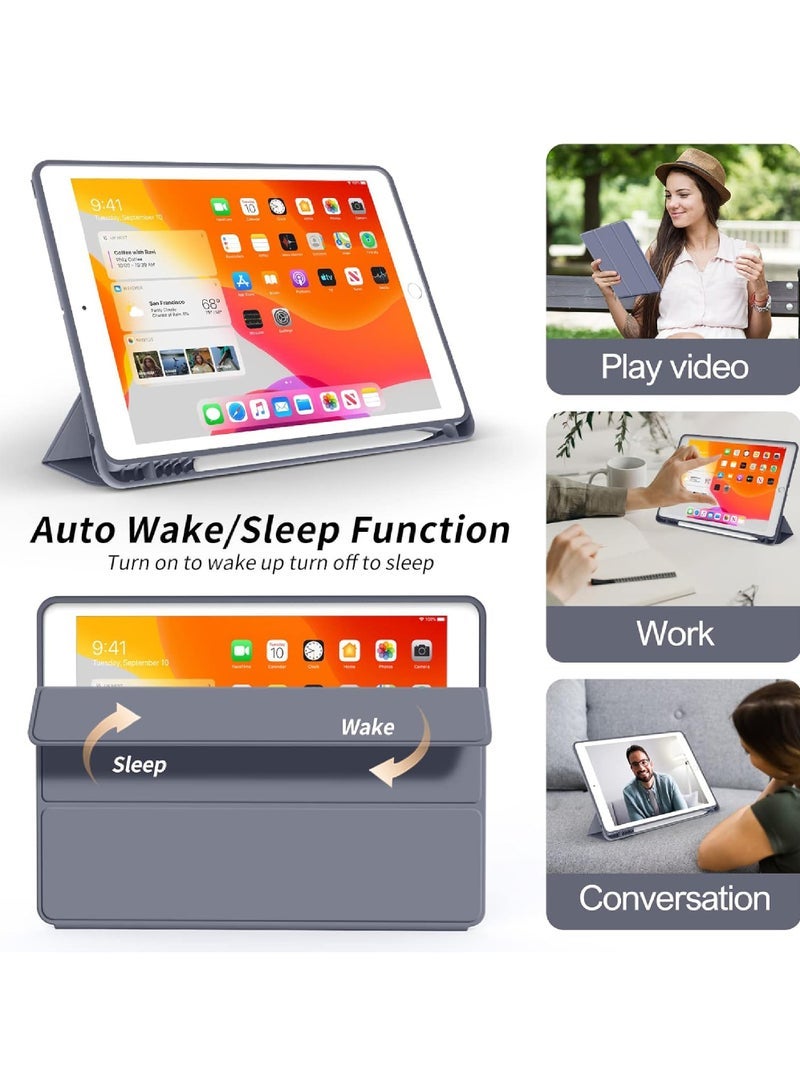 Captaintech for iPad 9th/8th/7th Generation 10.2 inch Auto Sleep/Wake Slim Lightweight Trifold Stand Smart Cover Soft TPU Back Case with Pencil Holder for iPad 10.2 2021/2020/2019 - Image 5