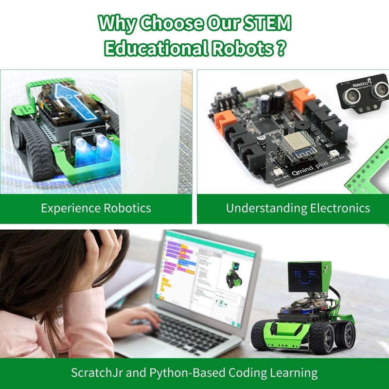 Robobloq Qoopers 6 in 1 Programming Robot Building Kit with Remote Control, LED Martrix, Ultrasonic Sensor etc. for Scratch Arduino Python Learning, Coding Toy for Kids