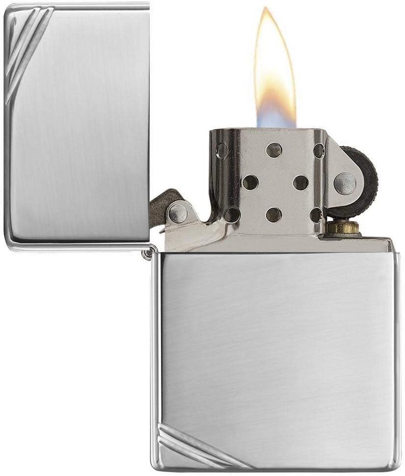 زيبو 1 Zippo Zp-260 عتيق مع خطوط مائلة كروم مصقول - Image 2