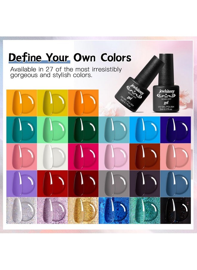 JEWHITENY 27 Colors Gel Nail Polish Kit with U V Light, U V LED Nail Dryer Lamp Curing Gel Nail Polish Set Popular Gel Nail Polish Set DIY at Home, Nail Manicure Tools  - Image 2