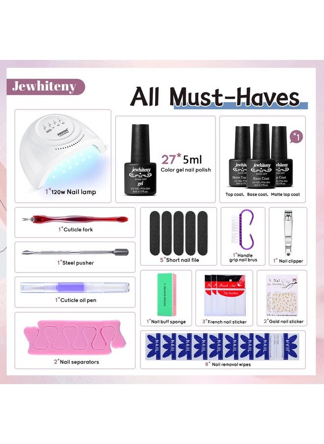 JEWHITENY 27 Colors Gel Nail Polish Kit with U V Light, U V LED Nail Dryer Lamp Curing Gel Nail Polish Set Popular Gel Nail Polish Set DIY at Home, Nail Manicure Tools  - Image 3