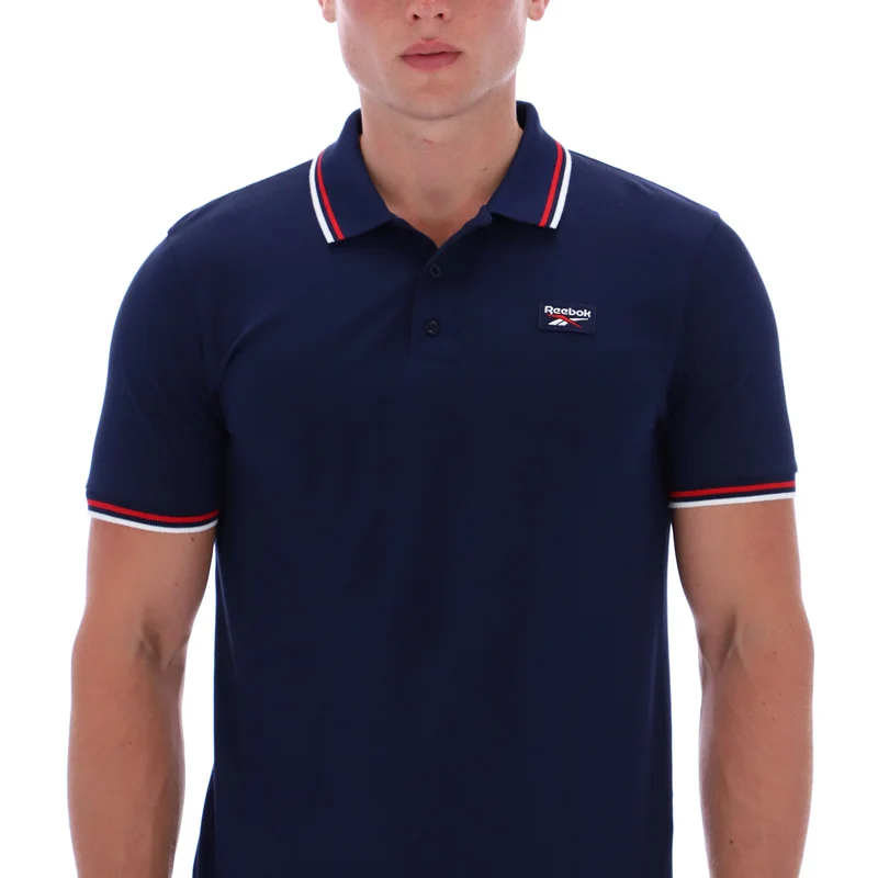 Reebok Drake Tipping Clr & Cuffs Short Sleeve Polo Men's T-Shirt - Vector Navy